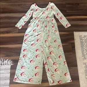 Sweethoney BEAUTIFUL Santa print Wide leggy romper-fave item! Best print-Girls 8
